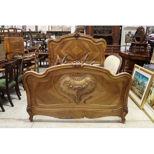 395 - French Louis XV style bed, approx 155cm H x 202cm L x 150cm W