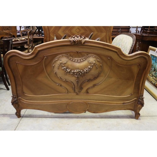 395 - French Louis XV style bed, approx 155cm H x 202cm L x 150cm W