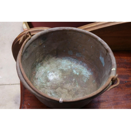 475 - French copper handle preserve pan, approx 18cm H excluding handle x 35cm Dia