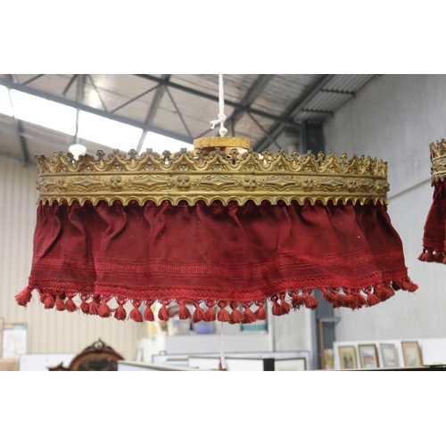 626 - Pair of antique French oval form bed crowns, with gilt worked edging, each approx 35cm H x 83cm W (2... 