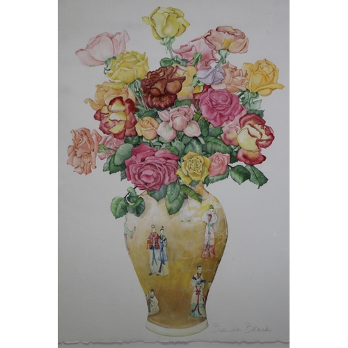 547 - Belinda Black Australia, still life, roses in vase, signed lower right. Purchased Martyn Cook Antiqu... 