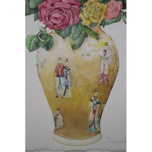 547 - Belinda Black Australia, still life, roses in vase, signed lower right. Purchased Martyn Cook Antiqu... 