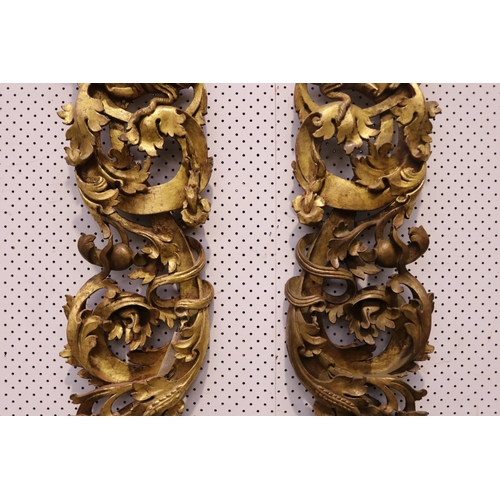 598 - Two impressive antique Buddhist shrine panels, well carved and pierced with a scrolling dragon and f... 