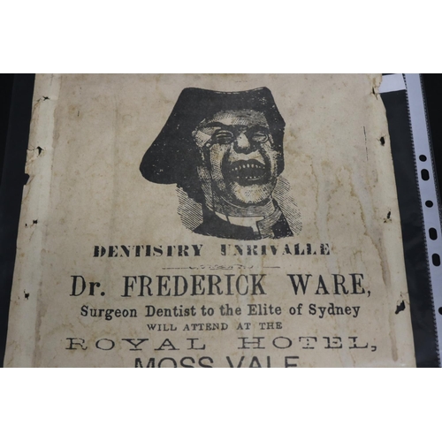 636 - Poster - black ink printed - Dentistry Unrivalle Dr Frederick Ware Surgeon Dentist to the elite of S... 