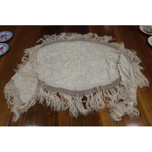 652 - Antique French silk and embroidered shawl, sorry no measurement for this lot