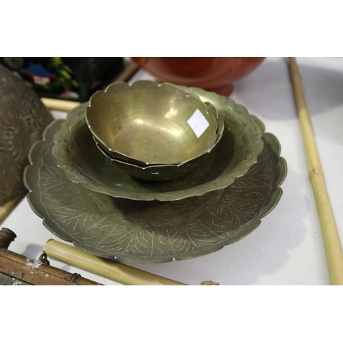 53 - Four brass bowls, approx 23cm Dia and smaller (4)