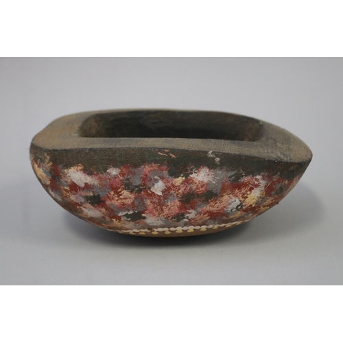 100 - Launce Purula, Australian Aboriginal, oval softwood painted bowl, approx 25cm W x 19cm D