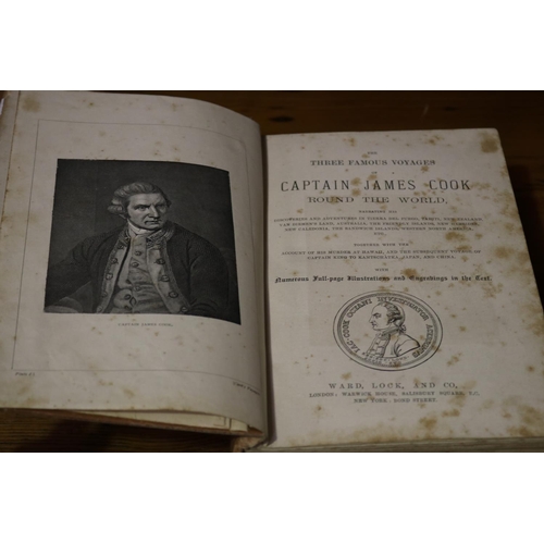 105 - Antique hard cover Captain Cooks Voyages round the World with illustrations
