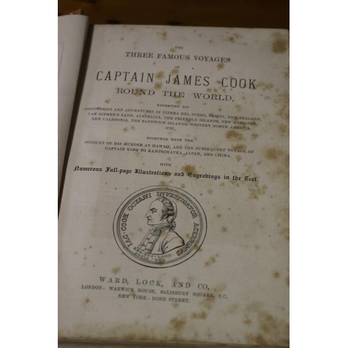 105 - Antique hard cover Captain Cooks Voyages round the World with illustrations