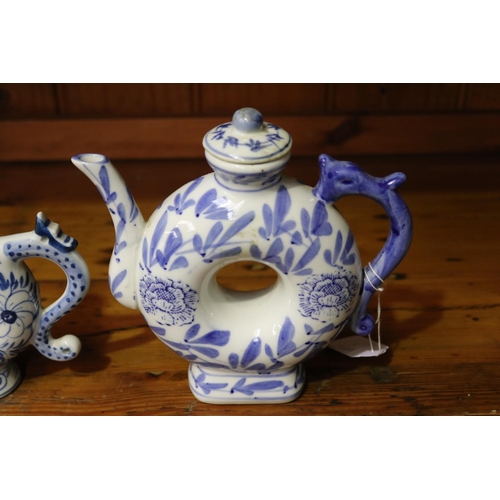 41 - Two Chinese blue and white puzzle pots, approx 18cm H x 18cm W x 5cm D & smaller (2)