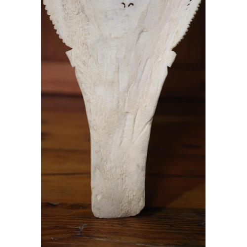 63 - Vintage Indonesian carved shoulder bone with Buddha, approx 29.5cm W x 16cm D