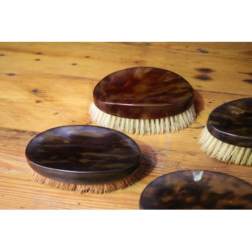 7 - Faux tortoise shell brushes (AF), various sizes, approx 23cm L & shorter (5)