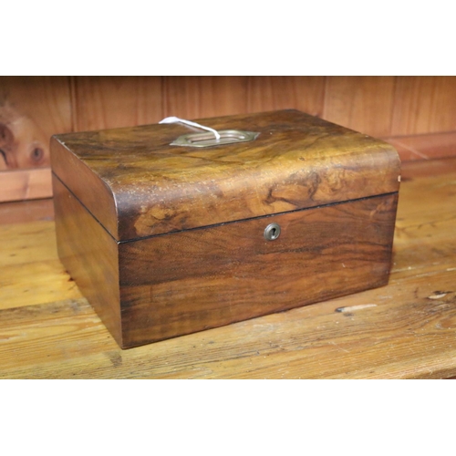 80 - Antique walnut box, approx 15.5cm H x 30cm W x 22.5cm D
