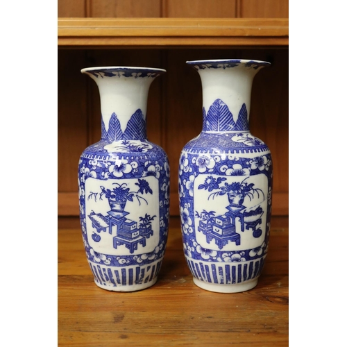 107 - Pair of Chinese blue & white vases, approx 25cm H (2)