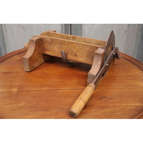 651 - Antique French boulangerie wooden slicer, approx 22cm H x 53cm W