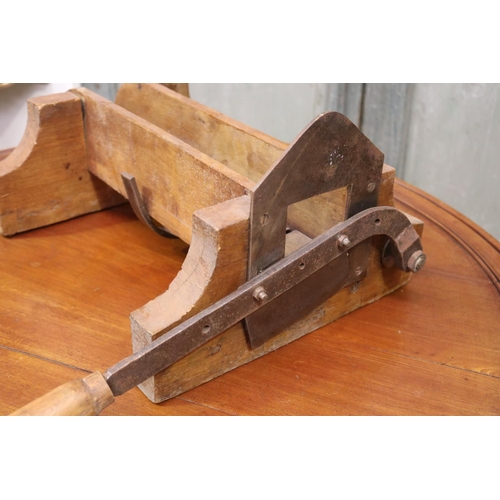 651 - Antique French boulangerie wooden slicer, approx 22cm H x 53cm W