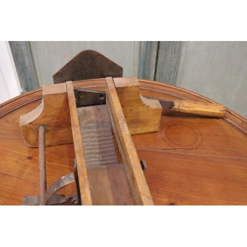 651 - Antique French boulangerie wooden slicer, approx 22cm H x 53cm W