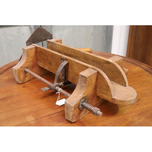 651 - Antique French boulangerie wooden slicer, approx 22cm H x 53cm W