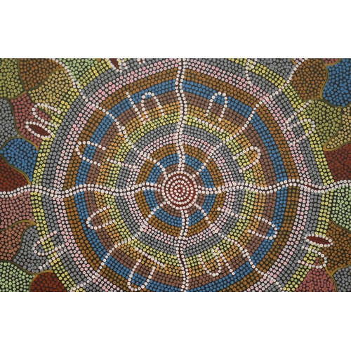 661 - Louise Daniels Nampitjinpa - Aboriginal Australian, oil on canvas, approx 45.5cm x 45.5cm