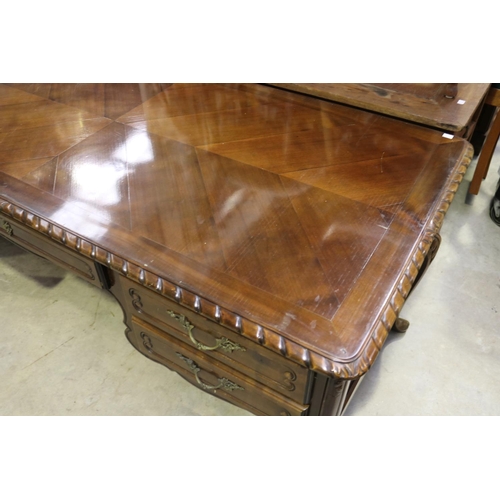 677 - Vintage French Louis XV style five drawer desk, approx 75cm H x 168cm W x 79cm D