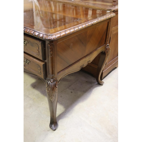 677 - Vintage French Louis XV style five drawer desk, approx 75cm H x 168cm W x 79cm D