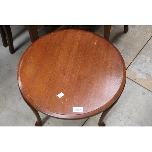 681 - Wooden circular top side table along with a frame, table approx 47cm H x 50cm dia (2)