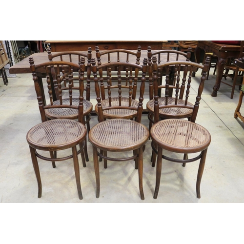 696 - Set of six antique Austro-Hungarian bistro chairs by Ungvar Ungarn, with original paper label to bas... 