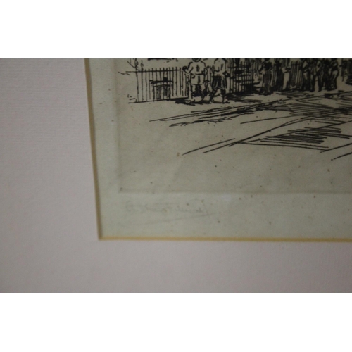 702 - Arthur Henry Fullwood signed pen, street scene, approx 25cm x 19cm