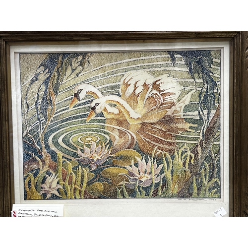 734 - Edward W. Fevyer (1897-1969) Australia- Swans, signed and dated lower right 1955, approx 51 cm H 58 ... 