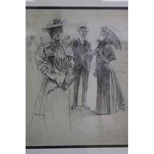 751 - Benjamin Edwin Minns (1864-1937) Australia. Indian ink drawing, approx 30cm x 25 cm. This item was i... 