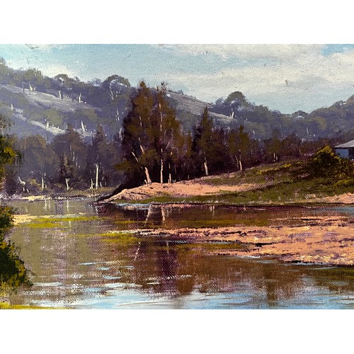 754 - Grahame Gercken (1960-.) Australia, Reflections of the Turon river Sofala, oil on board, signed lowe... 