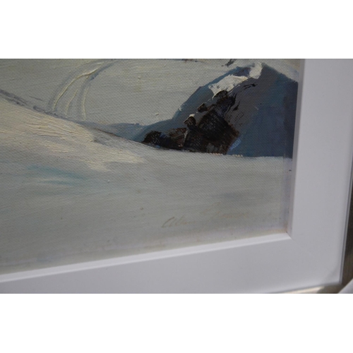 755 - Allan Grieve (1910-1970) Ski Trails, oil on board, signed lower right, approx 40cm x 50cm