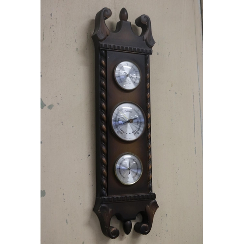 756 - German barometer combination in wooden case, approx 50cm H