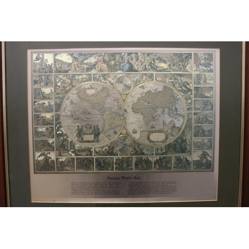 719 - Piscator world Map, published by F.J Warren Limited Hitchen U.K, approx 41cm x 50cm