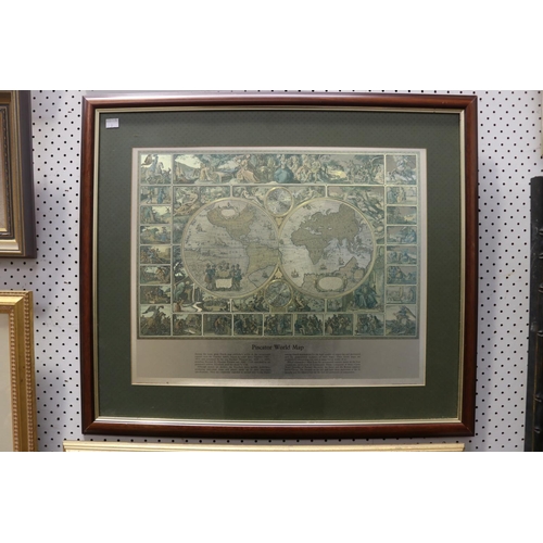 719 - Piscator world Map, published by F.J Warren Limited Hitchen U.K, approx 41cm x 50cm