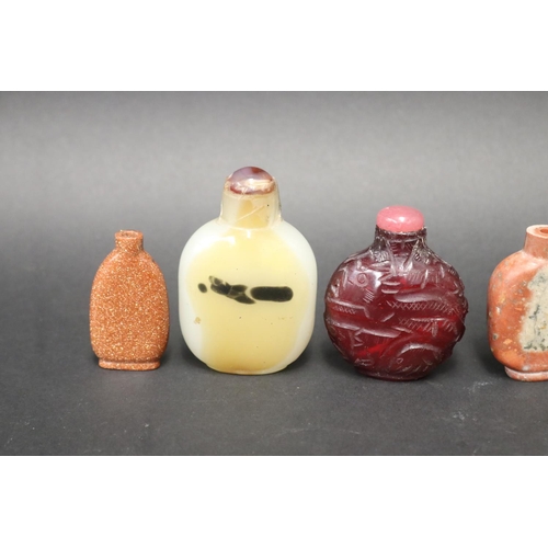 793 - Selection of Chinese snuff bottles, to include agate, reverse glass, ivory and glass, approx 9cm H a... 