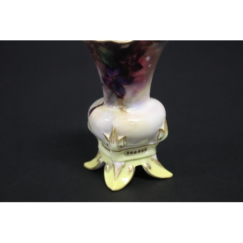 800 - Royal Worcester miniature Hadley Ware vase, hand painted floral decoration, standing on four feet, c... 
