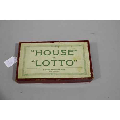 803 - Vintage English board game, House or Lotto, approx 14cm x 24cm