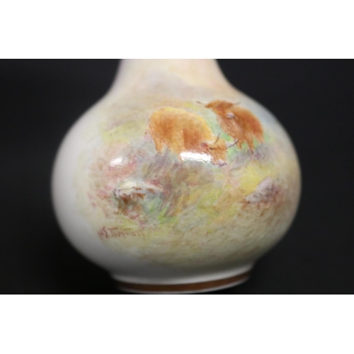 806 - Royal Worcester highland cattle vase of ovoid form, painted by Harry Stinton, dated 1941, #2491, app... 