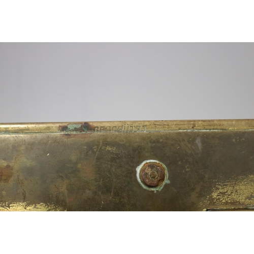 820 - Antique Austrian Geschutzt Art Nouveau cast brass inkstand, with adjustable pen holder, marked to ba... 