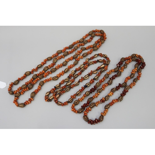 831 - Three Australian Aboriginal poker work gum nut & bead necklaces (3)  circa 1980's Napperby station