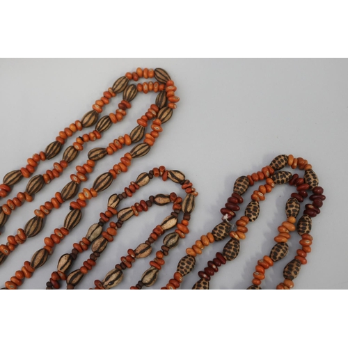 831 - Three Australian Aboriginal poker work gum nut & bead necklaces (3)  circa 1980's Napperby station