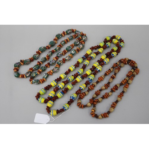 838 - Three Australian Aboriginal painted gum nut and bead necklaces (3) circa 1980's  Napperby station