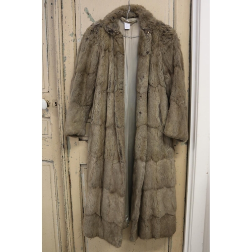 852 - Vintage rabbit fur 3/4 coat, unknown size, poor condition