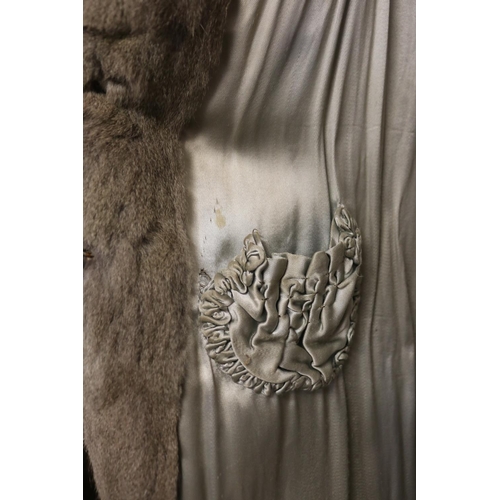 852 - Vintage rabbit fur 3/4 coat, unknown size, poor condition