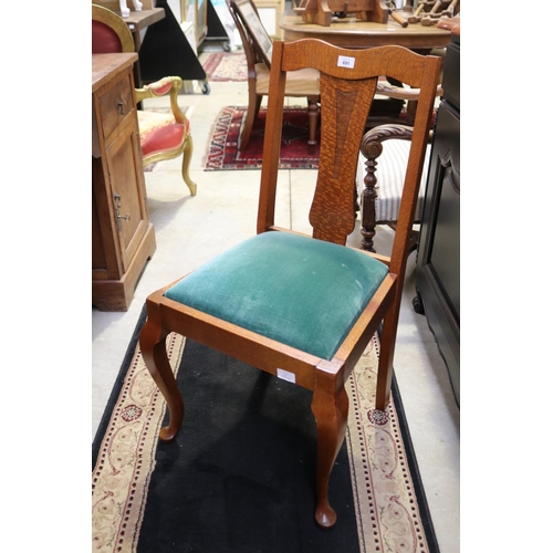 691 - Single chair with green upholstered seat