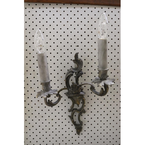 708 - Pair over painted grey brass wall appliques, each approx 46cm H x 25cm W (2)