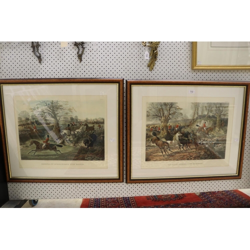 710 - Two antique J Harris Hunting engravings, after the paintings by H Alkin, Titled Renewal of Acquainta... 