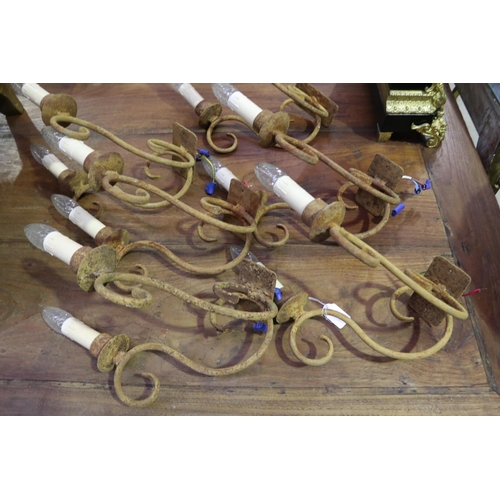 694 - Set of six wrought iron patio lights, each approx 35cm H x 22cm W (6)