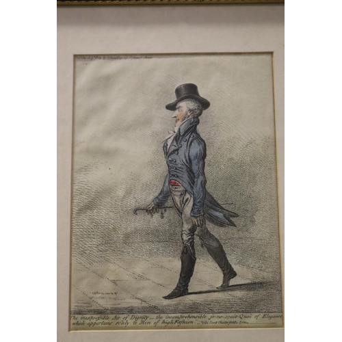 721 - Antique English hand coloured engraving, Mem of high fashion, dated march 9th 1803, by H Humphrey, a... 